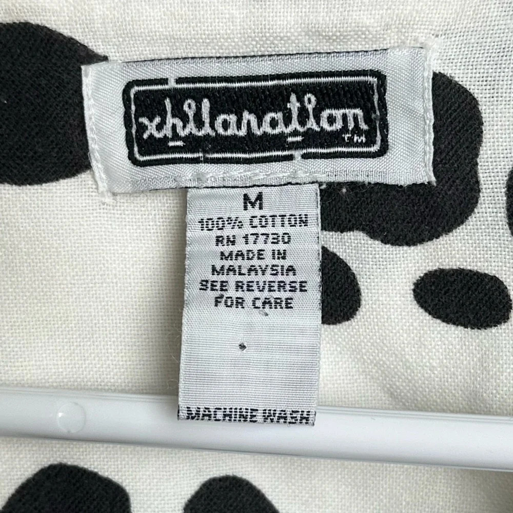 Xhilaration Dog Paw Print Cotton Pajama Top Size Medium Black White Dalmatian - Picture 8 of 9